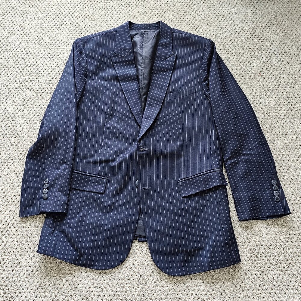 Handmade three piece pinstripe blue suit from Bahrain